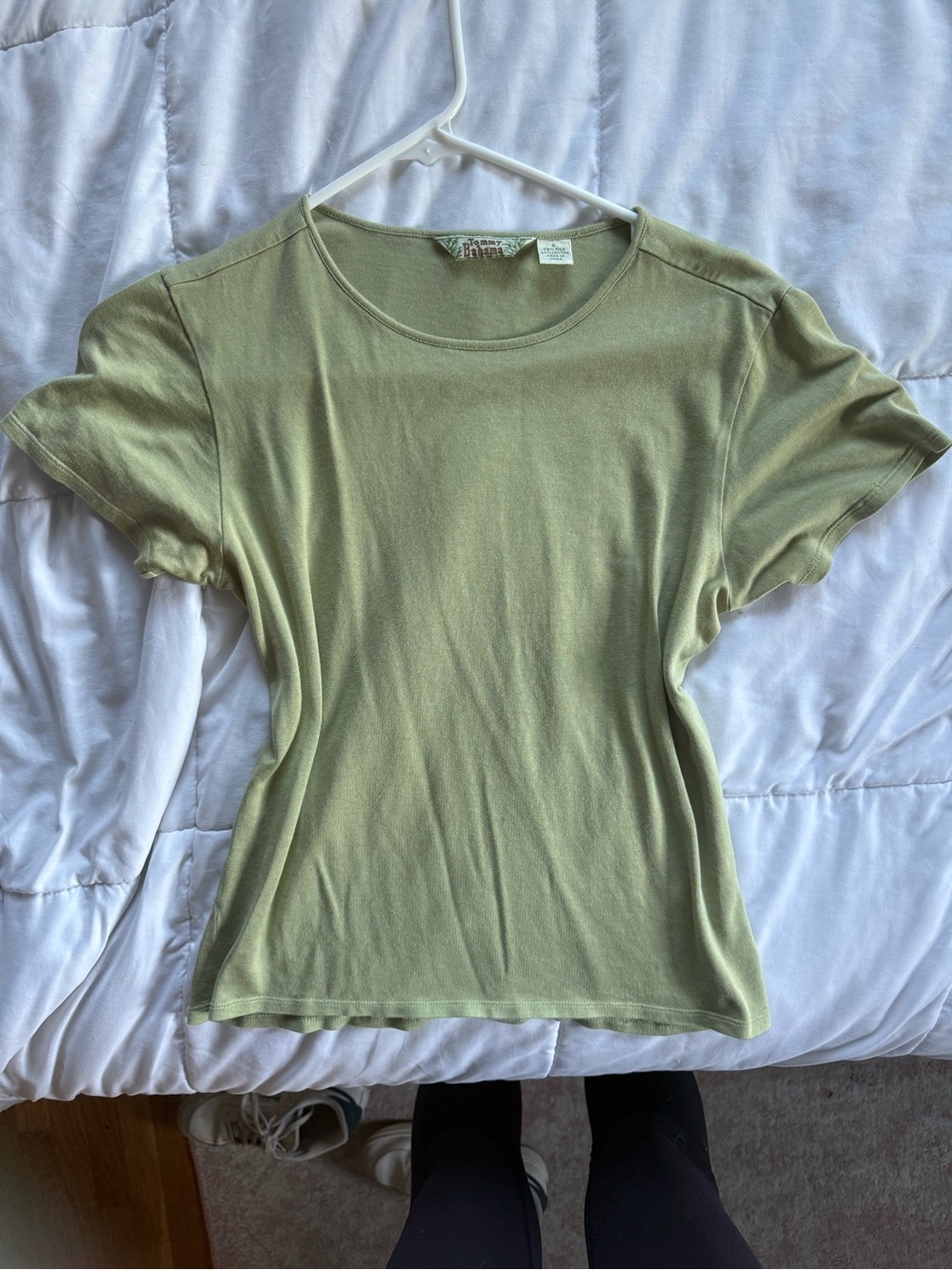 Vintage, Y2K, Tommy Bahama, Silk Short Sleeve Crewneck Tee in Light Sage